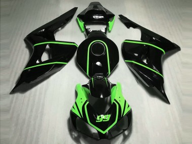 Noir Brillant Haute Visibilité Vert 2006-2007 Honda CBR1000RR Carene Moto