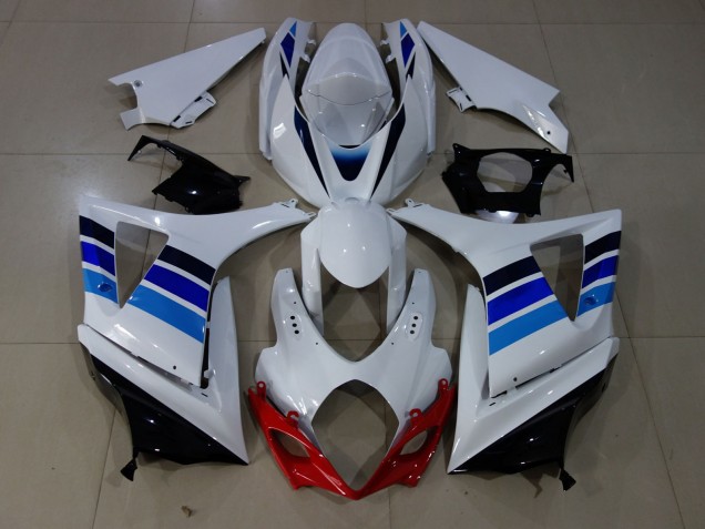 OEM Stile Blu & Bianco 2007-2008 Suzuki GSXR 1000 Carene Moto OEM Stile Blu & Bianco 2007-2008 Suzuki GSXR 1000 Carene Moto