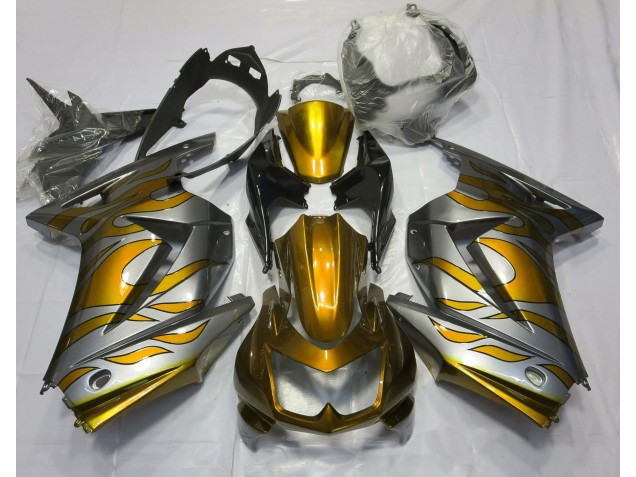 Oro & Argento Fiamma 2008-2012 Kawasaki Ninja 250 Carene Moto Oro & Argento Fiamma 2008-2012 Kawasaki Ninja 250 Carene Moto