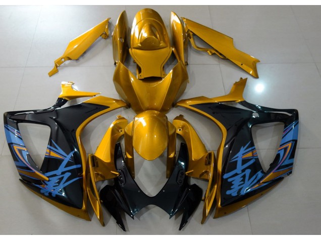 Oro Lucido & Nero 2006-2007 Suzuki GSXR 600-750 Carene Moto