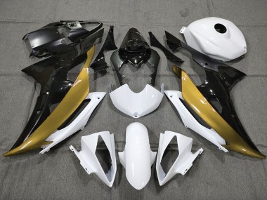 Oro Personalizzato In Bianco & Nero 2008-2016 Yamaha R6 Carene Moto
