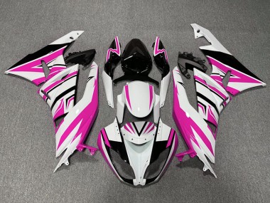 Rosa Bianco & Nero Zag 2009-2012 Kawasaki ZX6R Carene Moto