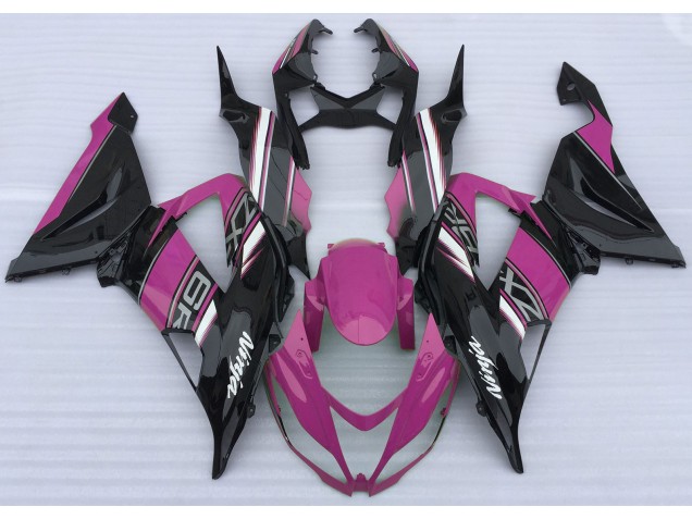 Rosa Lucido & Nero 2013-2018 Kawasaki ZX6R Carene Moto Rosa Lucido & Nero 2013-2018 Kawasaki ZX6R Carene Moto