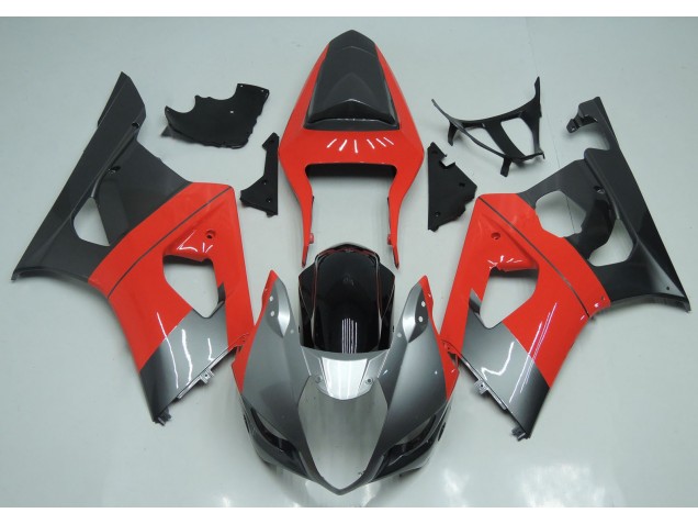 Rosso Argento & Nero 2003-2004 Suzuki GSXR 1000 Carene Moto Rosso Argento & Nero 2003-2004 Suzuki GSXR 1000 Carene Moto