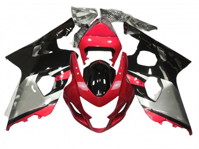 Rosso Argento & Nero 2004-2005 Suzuki GSXR 600-750 Carene Moto Rosso Argento & Nero 2004-2005 Suzuki GSXR 600-750 Carene Moto