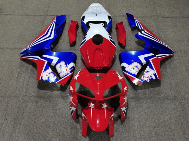 Rosso Bianco & Blu 69 2005-2006 Honda CBR600RR Carene Moto Rosso Bianco & Blu 69 2005-2006 Honda CBR600RR Carene Moto