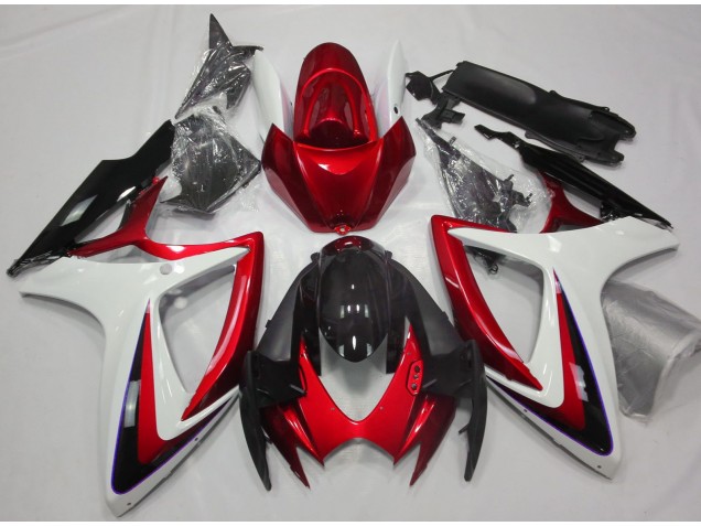 Rosso & Bianco Debadged 2006-2007 Suzuki GSXR 600-750 Carene Moto