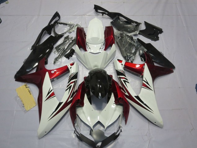 Rosso Bianco Nero 2008-2010 Suzuki GSXR 600-750 Carene Moto Rosso Bianco Nero 2008-2010 Suzuki GSXR 600-750 Carene Moto