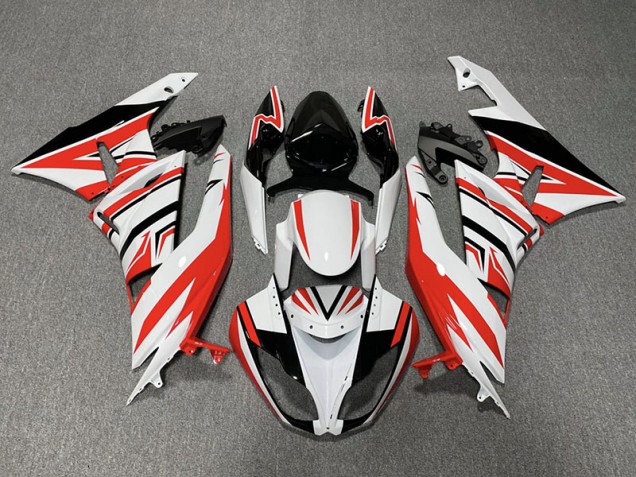 Rosso Bianco & Nero Zag 2009-2012 Kawasaki ZX6R Carene Moto Rosso Bianco & Nero Zag 2009-2012 Kawasaki ZX6R Carene Moto