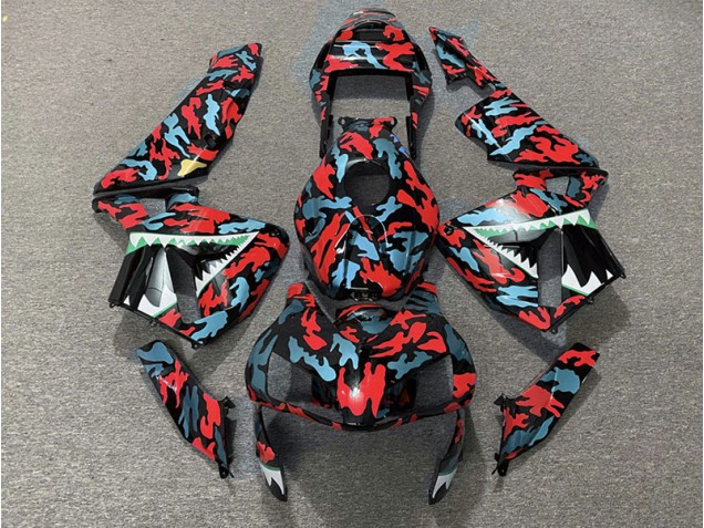 Rosso & Blu Camo 2003-2004 Honda CBR600RR Carene Moto Rosso & Blu Camo 2003-2004 Honda CBR600RR Carene Moto