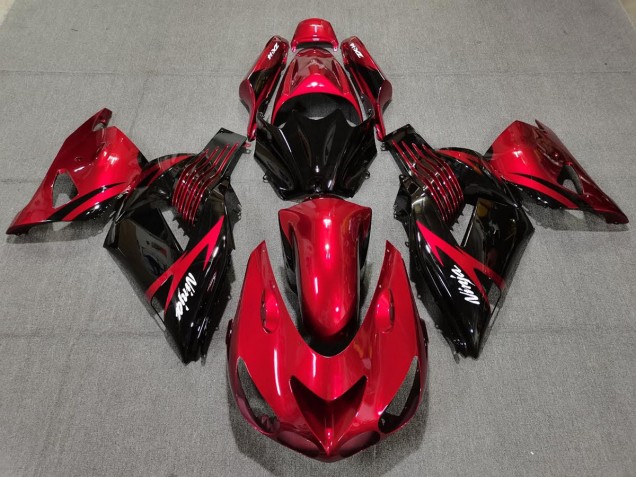 Rosso Fuoco & Nero 2006-2011 Kawasaki ZX14R Carene Moto Rosso Fuoco & Nero 2006-2011 Kawasaki ZX14R Carene Moto