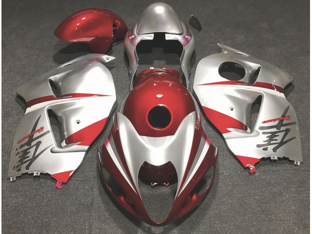 Rosso Lucido & Argento 1997-2007 Suzuki GSXR 1300 Carene Moto Rosso Lucido & Argento 1997-2007 Suzuki GSXR 1300 Carene Moto