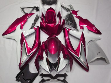 Rosso Lucido & Bianco 2008-2010 Suzuki GSXR 600-750 Carene Moto