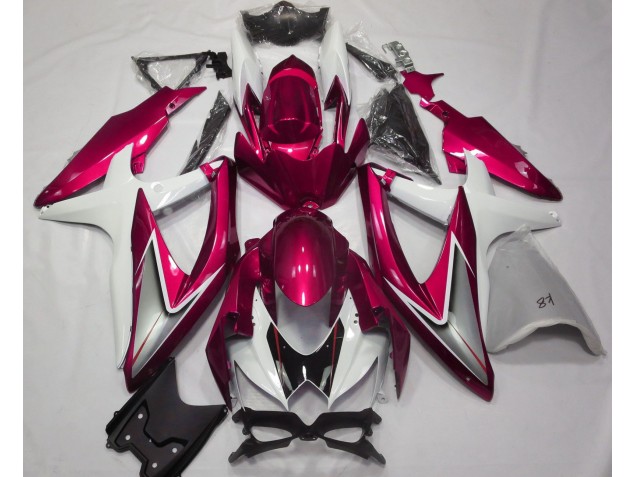 Rosso Lucido & Bianco 2008-2010 Suzuki GSXR 600-750 Carene Moto Rosso Lucido & Bianco 2008-2010 Suzuki GSXR 600-750 Carene Moto