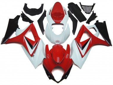 Rosso Lucido Con Stile Bianco OEM 2007-2008 Suzuki GSXR 1000 Carene Moto