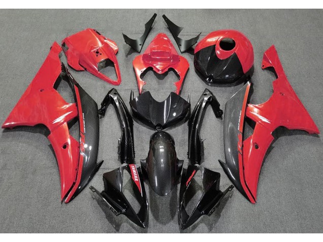 Rosso Lucido & Fibra Di Carbonio 2008-2016 Yamaha R6 Carene Moto Rosso Lucido & Fibra Di Carbonio 2008-2016 Yamaha R6 Carene Moto