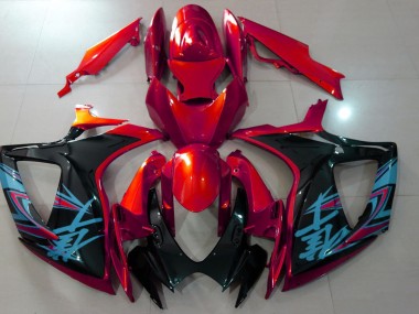 Rosso Lucido & Nero 2006-2007 Suzuki GSXR 600-750 Carene Moto