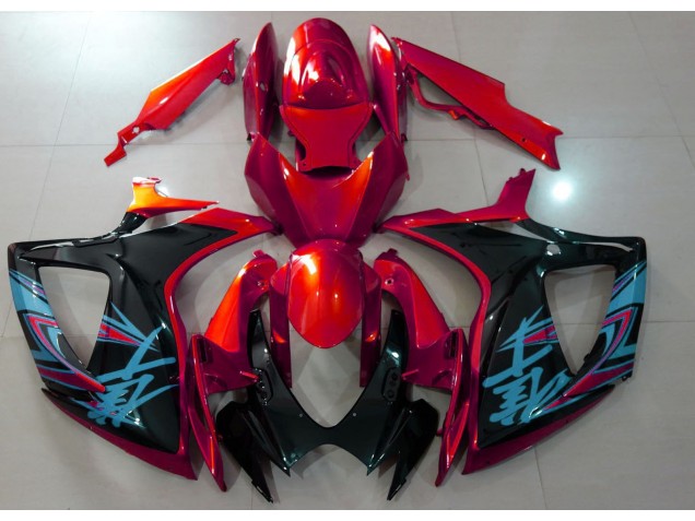 Rosso Lucido & Nero 2006-2007 Suzuki GSXR 600-750 Carene Moto Rosso Lucido & Nero 2006-2007 Suzuki GSXR 600-750 Carene Moto