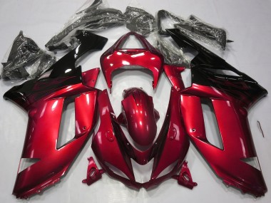Rosso Lucido & Nero 2007-2008 Kawasaki ZX6R Carene Moto