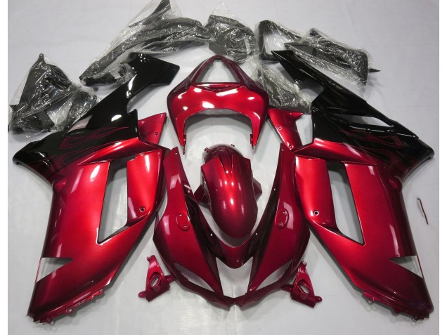 Rosso Lucido & Nero 2007-2008 Kawasaki ZX6R Carene Moto Rosso Lucido & Nero 2007-2008 Kawasaki ZX6R Carene Moto