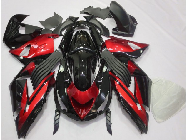 Rosso Lucido & Nero Tinta Unita 2006-2011 Kawasaki ZX14R Carene Moto Rosso Lucido & Nero Tinta Unita 2006-2011 Kawasaki ZX14R Carene Moto