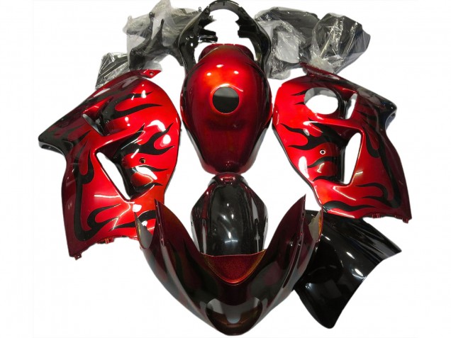 Rosso & Nero Fiamma 1997-2007 Suzuki GSXR 1300 Carene Moto Rosso & Nero Fiamma 1997-2007 Suzuki GSXR 1300 Carene Moto