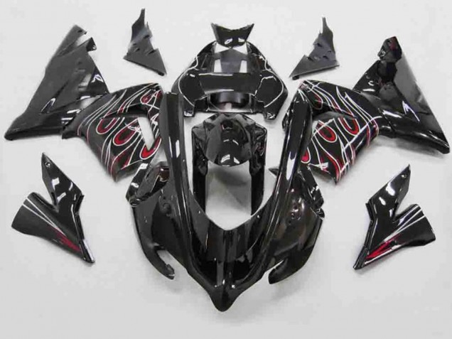 Rosso Nero Fiamma 2004-2005 Kawasaki ZX10R Carene Moto Rosso Nero Fiamma 2004-2005 Kawasaki ZX10R Carene Moto