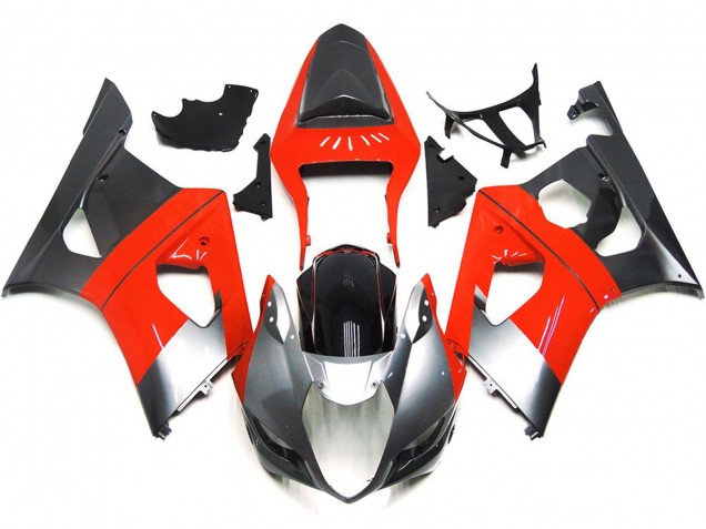 Rosso Semplice & Argento 2003-2004 Suzuki GSXR 1000 Carene Moto Rosso Semplice & Argento 2003-2004 Suzuki GSXR 1000 Carene Moto