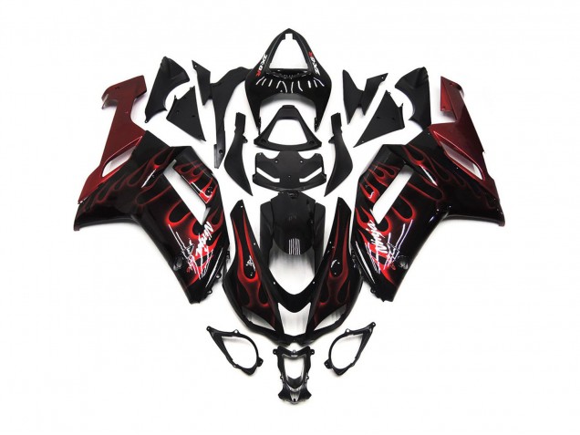 Rouge Brillant Flamme 2007-2008 Kawasaki ZX6R Carene Moto Rouge Brillant Flamme 2007-2008 Kawasaki ZX6R Carene Moto