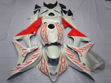 Rouge Flamme Sur Blanc 2007-2008 Honda CBR600RR Carene Moto