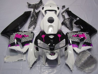 Schizzi Rosa Su Nero Lucido 2005-2006 Honda CBR600RR Carene Moto