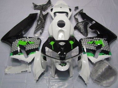 Schizzi Verdi Su Nero Lucido 2005-2006 Honda CBR600RR Carene Moto