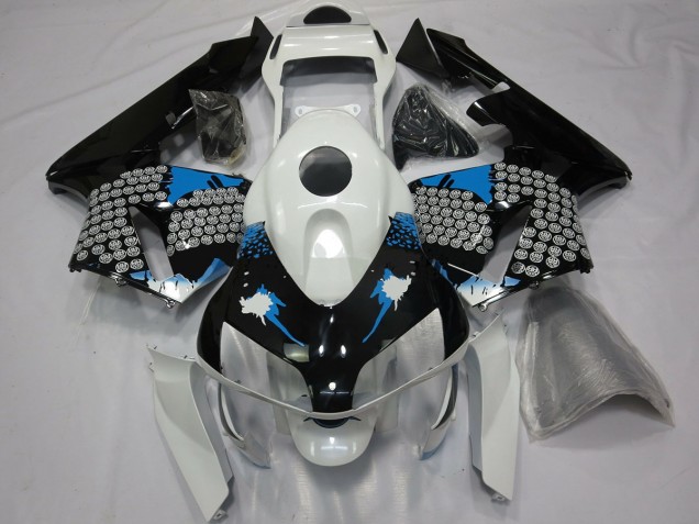 Splatter Bianco & Nero Blu 2003-2004 Honda CBR600RR Carene Moto Splatter Bianco & Nero Blu 2003-2004 Honda CBR600RR Carene Moto