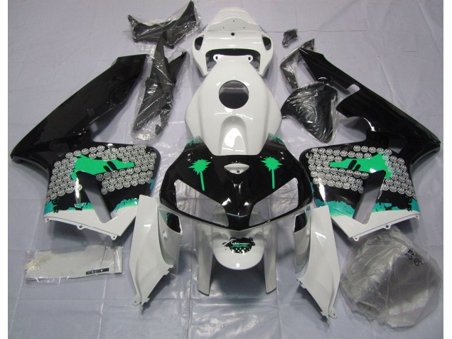 Spruzzi Di Turchese Su Nero Lucido 2005-2006 Honda CBR600RR Carene Moto Spruzzi Di Turchese Su Nero Lucido 2005-2006 Honda CBR600RR Carene Moto