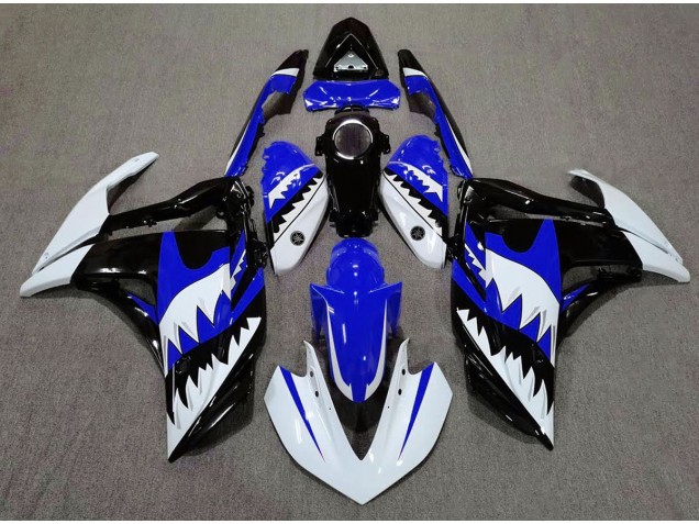 Squalo Bianco & Blu 2015-2018 Yamaha R3 Carene Moto Squalo Bianco & Blu 2015-2018 Yamaha R3 Carene Moto