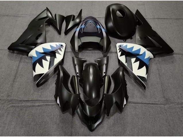 Squalo Nero Opaco & Azzurro 2004-2005 Kawasaki ZX10R Carene Moto Squalo Nero Opaco & Azzurro 2004-2005 Kawasaki ZX10R Carene Moto