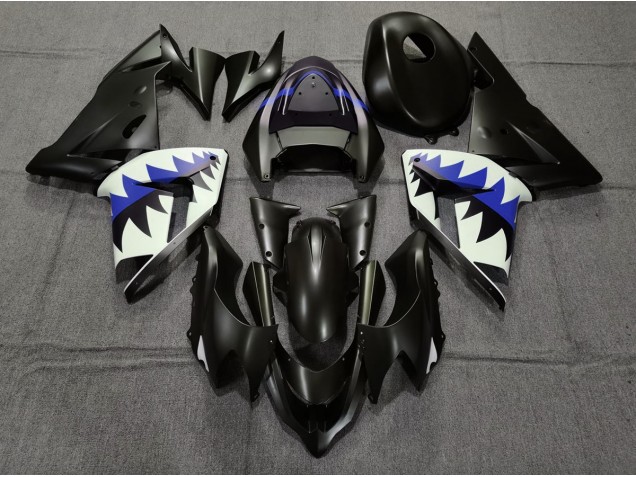 Squalo Nero Opaco & Blu Scuro 2004-2005 Kawasaki ZX10R Carene Moto Squalo Nero Opaco & Blu Scuro 2004-2005 Kawasaki ZX10R Carene Moto