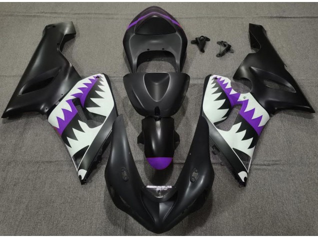 Squalo Nero Opaco & Viola 2005-2006 Kawasaki ZX6R Carene Moto Squalo Nero Opaco & Viola 2005-2006 Kawasaki ZX6R Carene Moto