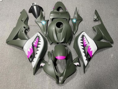 Squalo Verde Opaco & Rosa 2007-2008 Honda CBR600RR Carene Moto