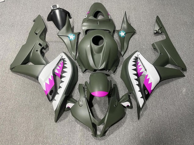Squalo Verde Opaco & Rosa 2007-2008 Honda CBR600RR Carene Moto Squalo Verde Opaco & Rosa 2007-2008 Honda CBR600RR Carene Moto
