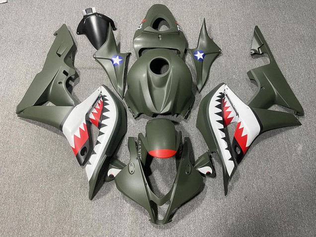 Squalo Verde Opaco & Rosso 2007-2008 Honda CBR600RR Carene Moto Squalo Verde Opaco & Rosso 2007-2008 Honda CBR600RR Carene Moto