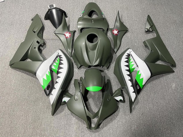 Squalo Verde Opaco & Verde Chiaro 2007-2008 Honda CBR600RR Carene Moto Squalo Verde Opaco & Verde Chiaro 2007-2008 Honda CBR600RR Carene Moto