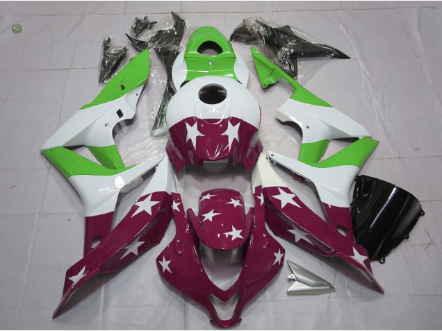 Stelle & Strisce Verdi & Marroni 2007-2008 Honda CBR600RR Carene Moto Stelle & Strisce Verdi & Marroni 2007-2008 Honda CBR600RR Carene Moto