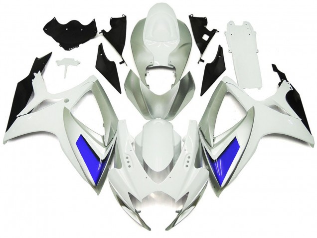 Stile Argento Bianco & Blu Lucido 2006-2007 Suzuki GSXR 600-750 Carene Moto Stile Argento Bianco & Blu Lucido 2006-2007 Suzuki GSXR 600-750 Carene Moto