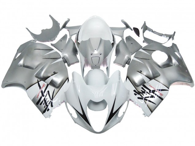 Stile Argento & Bianco Lucido OEM 1997-2007 Suzuki GSXR 1300 Carene Moto Stile Argento & Bianco Lucido OEM 1997-2007 Suzuki GSXR 1300 Carene Moto