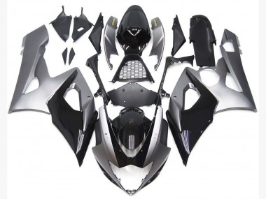 Stile Argento & Nero Lucido 2005-2006 Suzuki GSXR 1000 Carene Moto