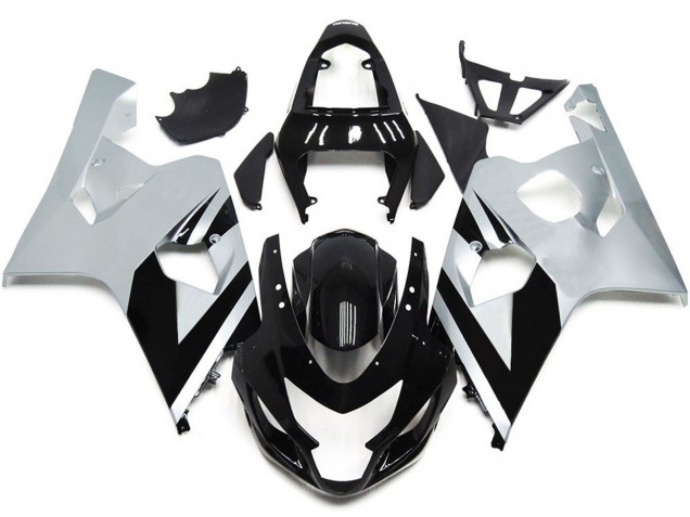 Stile Argento & Nero Lucido OEM 2004-2005 Suzuki GSXR 600-750 Carene Moto Stile Argento & Nero Lucido OEM 2004-2005 Suzuki GSXR 600-750 Carene Moto