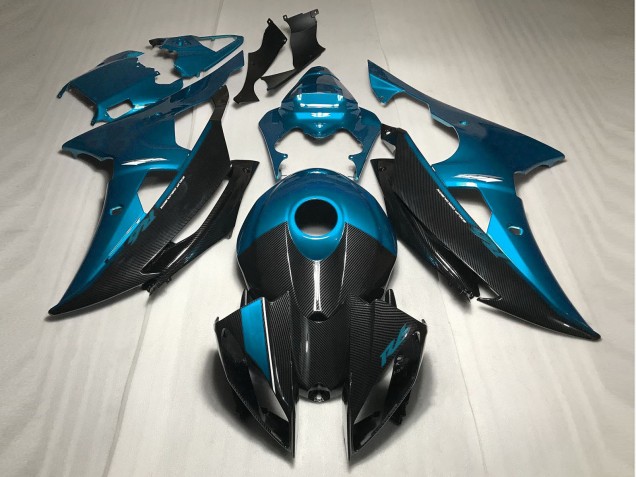 Stile Azzurro Con Fibra Di Carbonio 2008-2016 Yamaha R6 Carene Moto Stile Azzurro Con Fibra Di Carbonio 2008-2016 Yamaha R6 Carene Moto