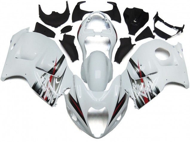 Stile Bianco Lucido & Argento 1997-2007 Suzuki GSXR 1300 Carene Moto Stile Bianco Lucido & Argento 1997-2007 Suzuki GSXR 1300 Carene Moto