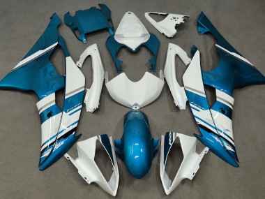 Stile Bianco Lucido & Azzurro OEM 2008-2016 Yamaha R6 Carene Moto
